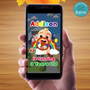 Cocomelon Baby JJ Customizable Mp4 Video Invitation File Template Instant Download