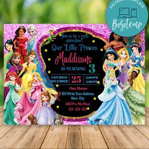Editable Disney Princess Party Invitation Print at Home