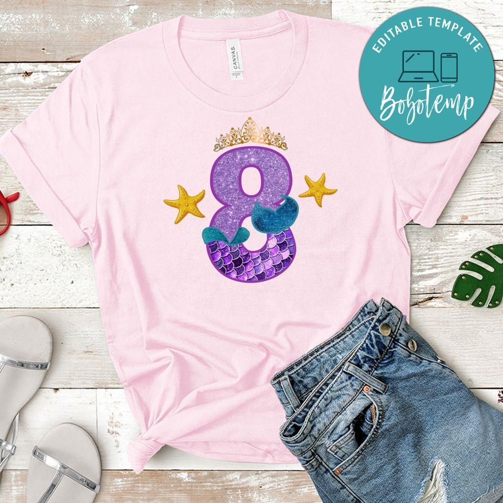 Mermaid 8th Birthday PNG file template