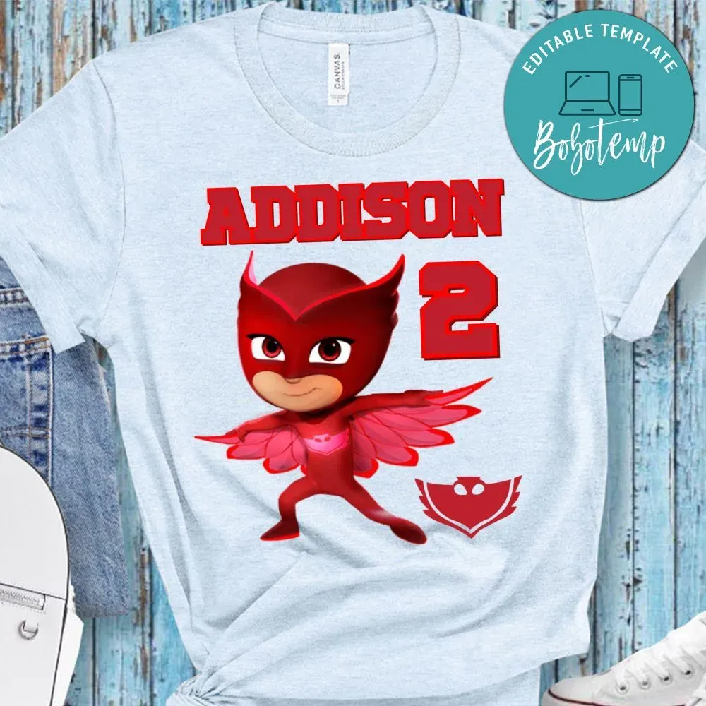 Custom Pj Mask Birthday Shirt for Girl Createpartylabels