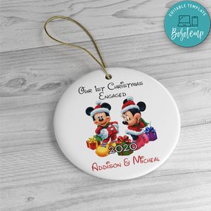 Our First Christmas Engaged Acrylic Ornament - Mickey & Minnie Engaged Christmas Acrylic Ornament