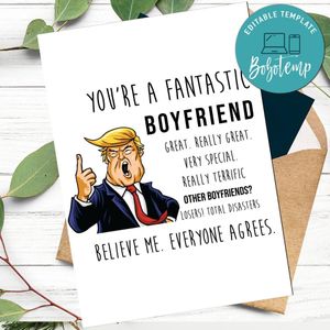 Printable Funny Trump Boyfriend Birthday Card Instant Download