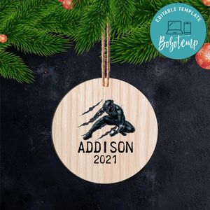 Black Panther Christmas Wood Ornament Gift