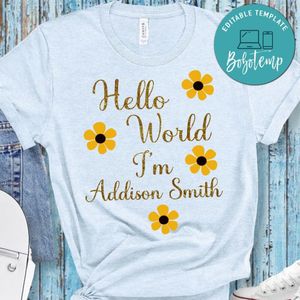 Hello World Sunflower Birthday PNG file template