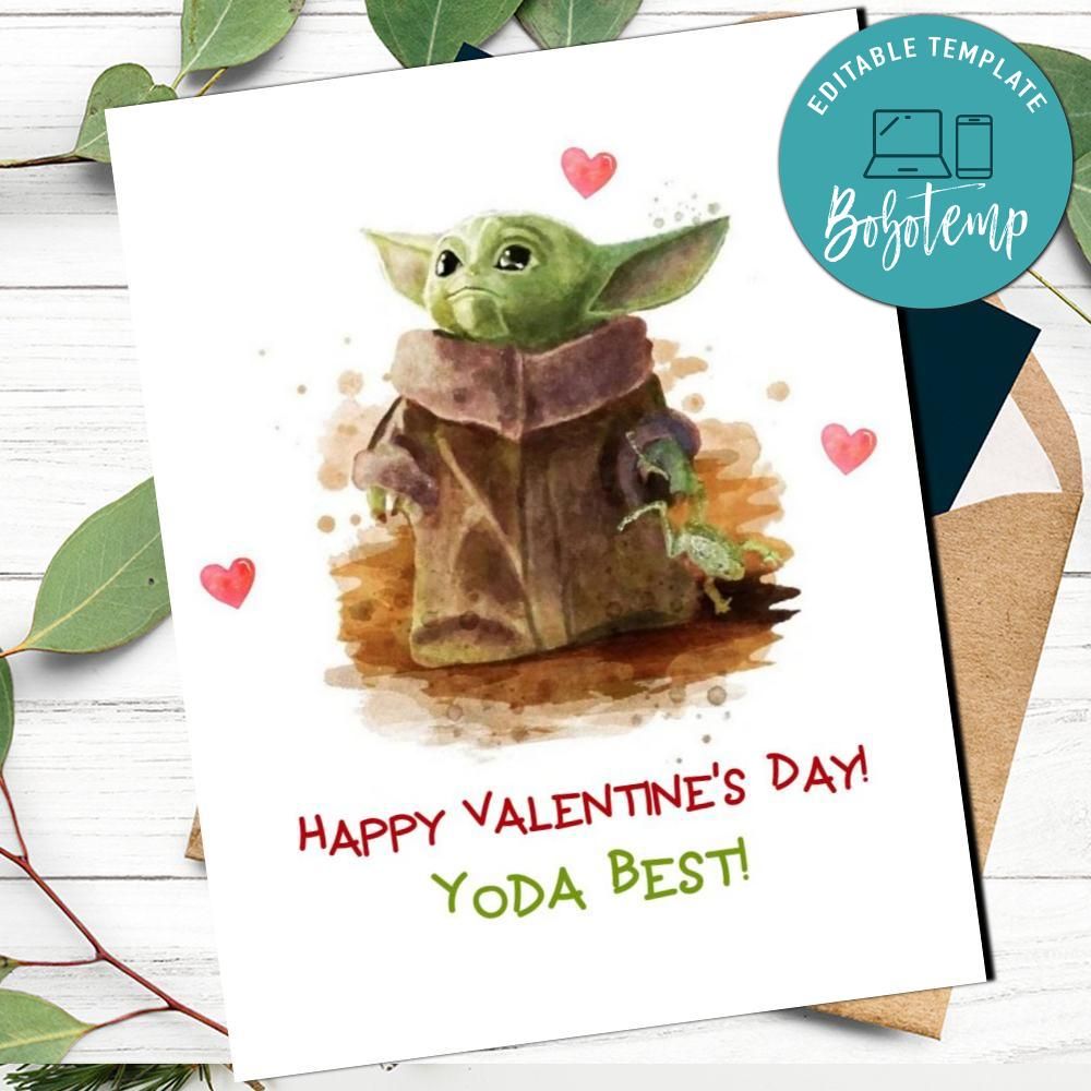 Yoda Best Valentine's Card Template to print at home DIY