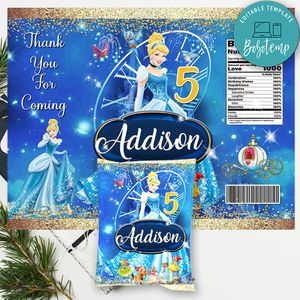 Disney Princess Cinderella Birthday Chip Bag Digital File Instant Download