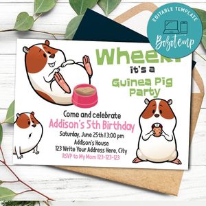 Hamster Birthday Invitation Printable Instant Download