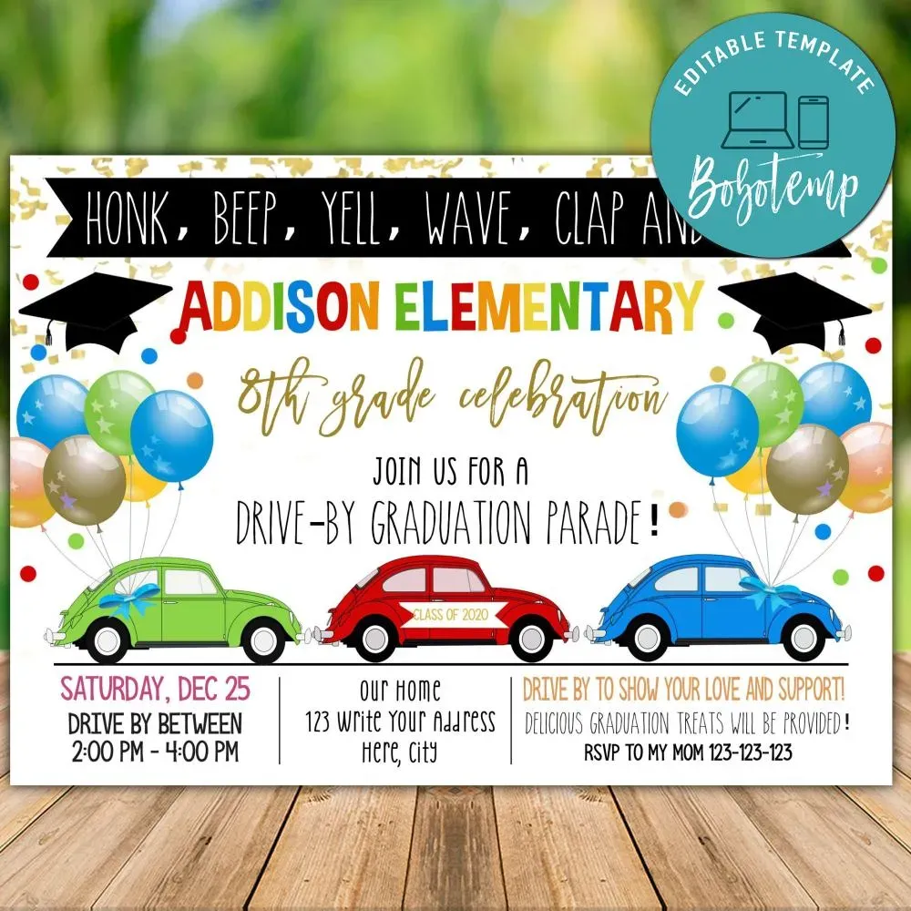 Printable Drive By 8th Grade Graduating Class Of 2020 Diy Bobotemp