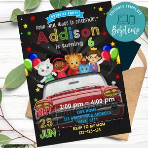 Daniel Tiger Drive By Birthday Parade Invitation Printable Instant Download