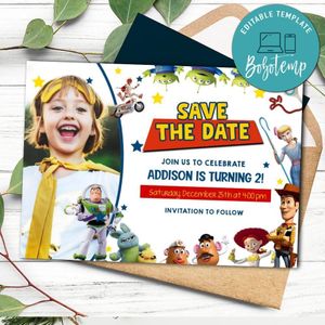 Toy Story Save The Date Birthday Invitation Customizable Template Instant Download