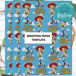 Jessie Toy Story Wrapping Paper Template to Print at Home Instant Download