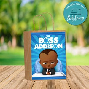 Custom Black Baby Boss Gift bag Label to print at home Instant Download