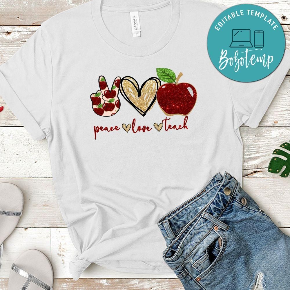 Peace Love Teach Apples PNG file template