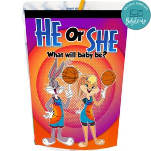 Space Jam 2 gender reveal Capri Sun Labels Digital File Printable Instant Download