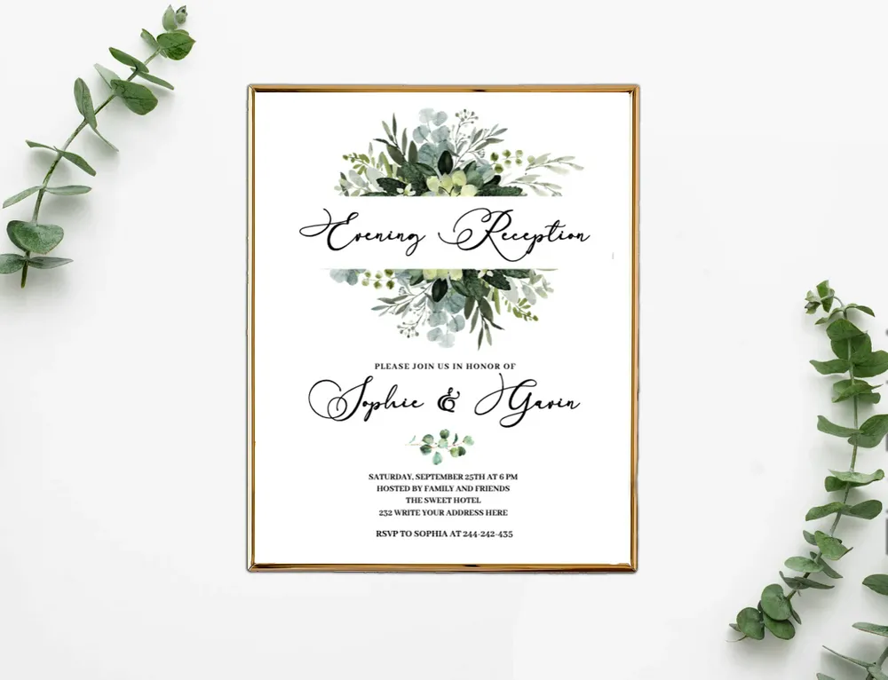 Editable Gree Evening Dinner Reception Invitation Diy Bobotemp