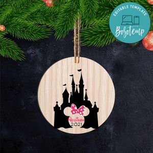 Minnie Mouse Pewter Snowflake Wood Ornament Gift