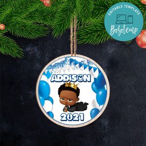 Boss Baby African American Christmas Wood Ornament Gift