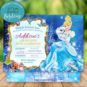 Editable Disney Cinderella Invitation Instant Download