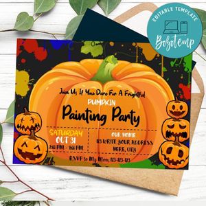 Pumpkin Painting Party Invitation Customizable Template Instant Download