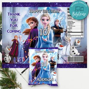 Frozen 2 Birthday Chip Bag Digital File Printable Instant Download