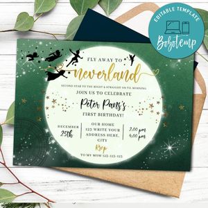 Neverland Invitation Customizable Template Instant Download