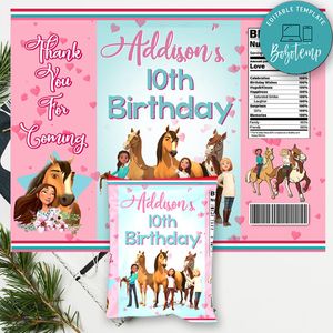 Spirit Riding Free Birthday Chip Bag Digital File Printable Instant Download