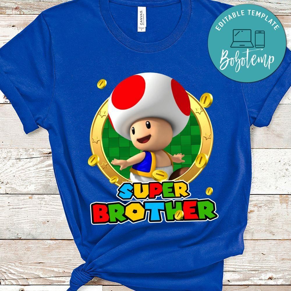 Toad Super Mario Bros Birthday PNG file template