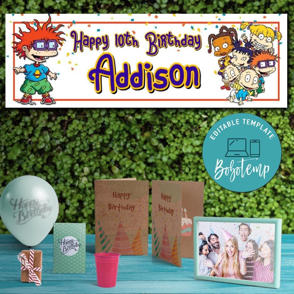 Rugrats Birthday Banner Printable Instant Download | Bobotemp