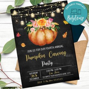 Pumpkin Carving Party Invitation Customizable Template Instant Download