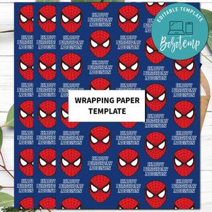 Spiderman Wrapping Paper Template to Print at Home Instant Download