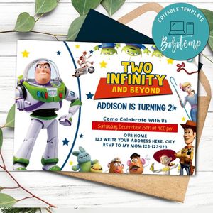 Toy Story Two Infinity and Beyond Birthday Flyer Printable Instant Download