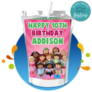 Cabbage patch Capri Sun Birthday Labels Digital File Printable Instant Download
