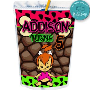 Flintstone Capri Sun Labels Digital File Printable Instant Download