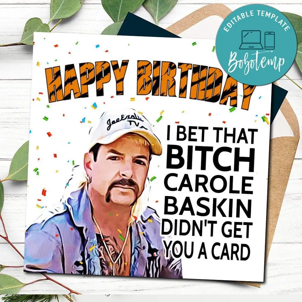 Carole Baskin Happy Birthday Card DIY | Bobotemp