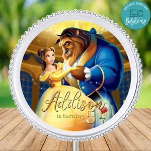 Beauty and The Beast Charger Plate Label Template to Print at Home Instant Download
