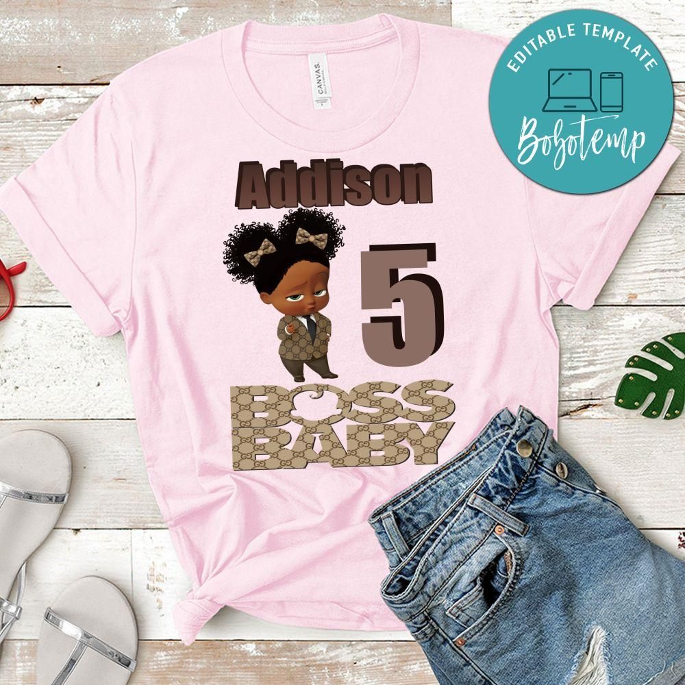 Black Baby Boss Birthday Tee Shirt for Girl