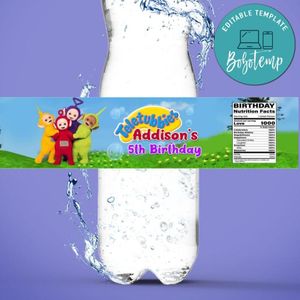 Teletubbies Water Bottle Label Template to Print at Home Instant Download