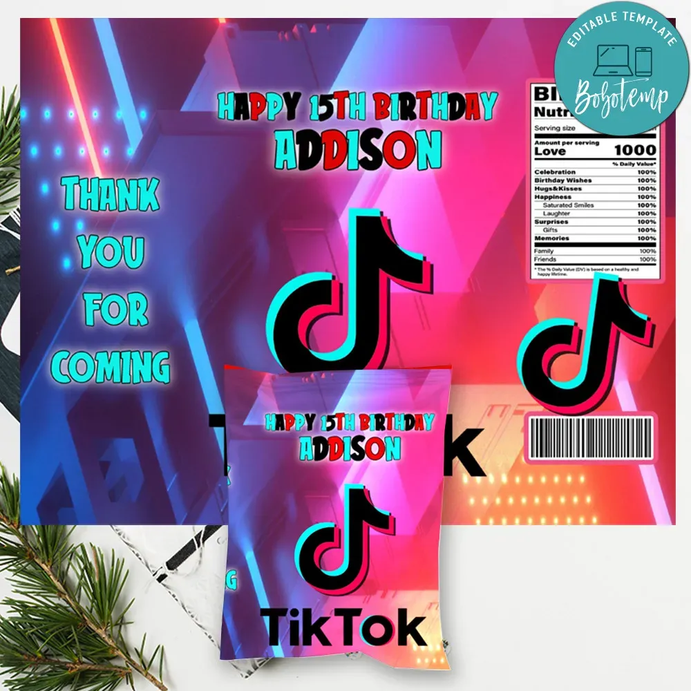 Tiktok Chip Bag Customizable Digital File Printable DIY Bobotemp