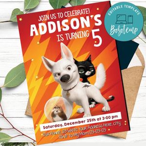 Disney Bolt Birthday Flyer Printable Instant Download