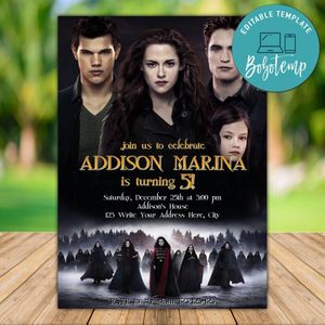 Printable Twilight Birthday Flyer Instant Download