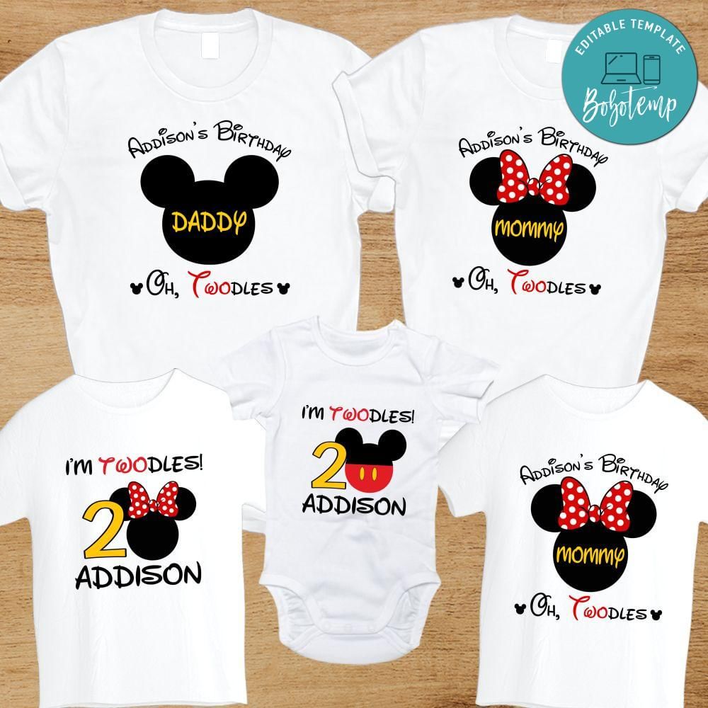 I'm Twodles Mickey Mouse Birthday Iron On Transfer Shirt Template