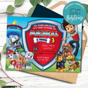 Paw Patrol invitations Customizable Template Instant Download