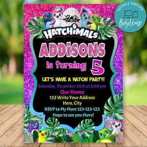 Editable Hatchimals Eggs Birthday Party Invite Instant Download