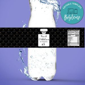 Chanel Water Bottle Label Template to Print at Home Instant Download