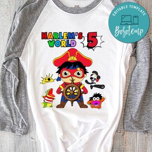 Ryans World Pirate Birthday Iron On Transfer Tshirt Printable Instant Download