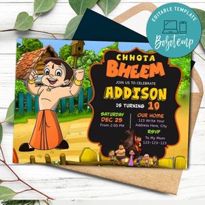 Chhota bheem Birthday Invitation Template to print at home Instant Download