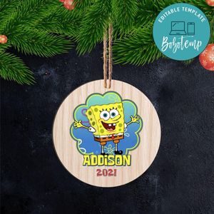 Spongebob Christmas Wood Ornament Gift