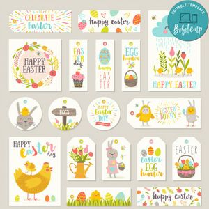 Happy Easter Day Gift Tag Label Digital File Printable Instant Download