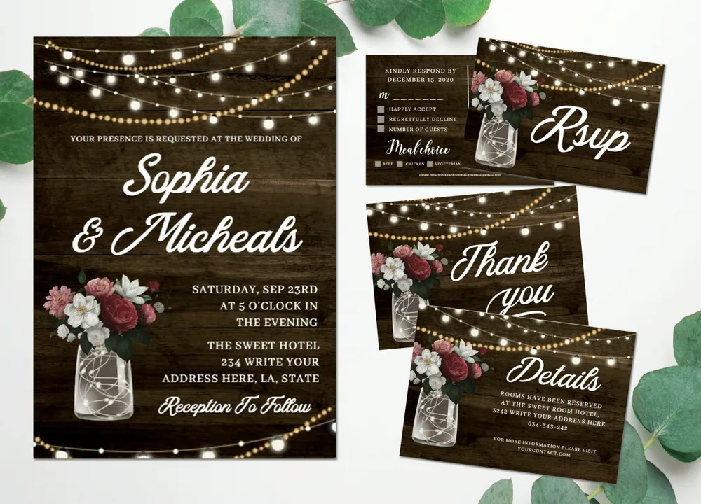 Rustic Wedding Invitation Template Country Wedding Invite Bobotemp