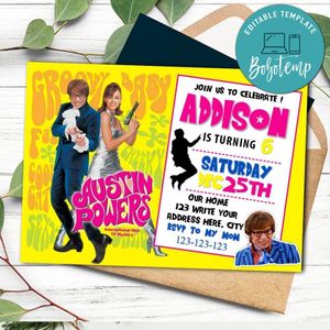 Austin powers Invitation Customizable Template Instant Download